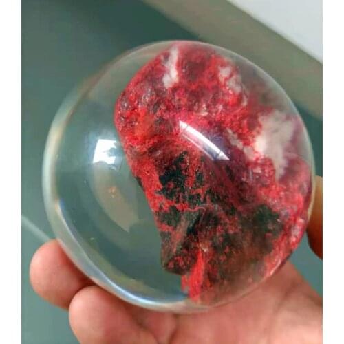 Crude ruby reiki specimen of natural raw mineral energy was encapsulated in resin sphere.Best gift for your friends mom