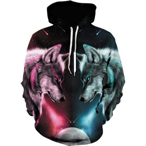 Men/Women sweatshirts 3D print hoodies ice fire Animal Wolf Series pullovers Cartoon long sleeve winter casual hoodie moletom