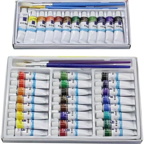 12ml 12/24 Colors Professional Paint Tubes Drawing Painting Watercolor Pigment 24BB
