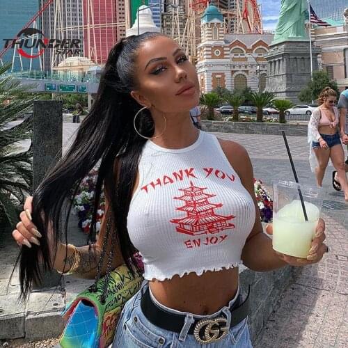 Knitting Off Shoulder Tank Top 2020 Summer Women Casual Print Slim Streetwear Knitted Crop Top Female Vacation Clothes Top