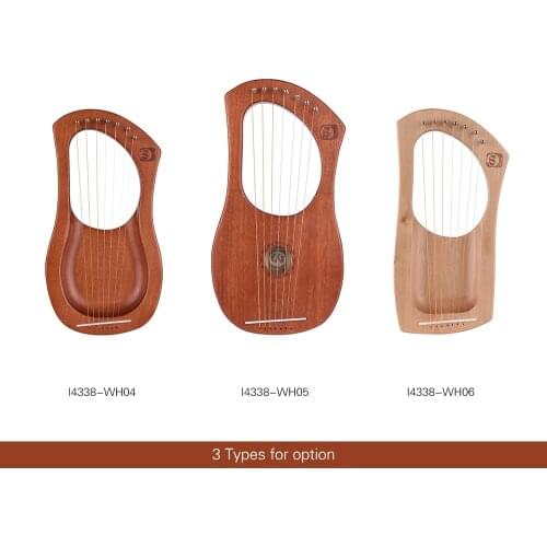 Walter.t Wooden Lyre Harp 7-String Metal Strings Birch Solid Wood String Instrument with Carry Bag WH06 string instrument harp