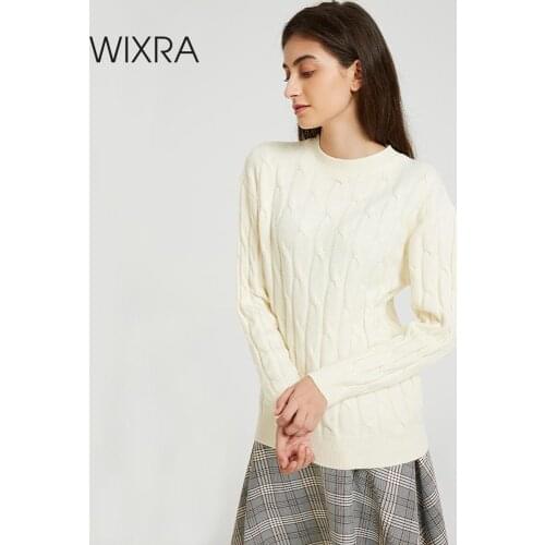 Wixra Women Sweater Autumn Winter Female O Neck Solid Warm Ladies Knitted Sweaters and Pullovers Womens Jumpers
