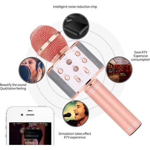 WS858 Bluetooth-compatible Wireless Microphone Home Karaoke Microphones Speaker Handheld Music Player Singing Recorder KTV