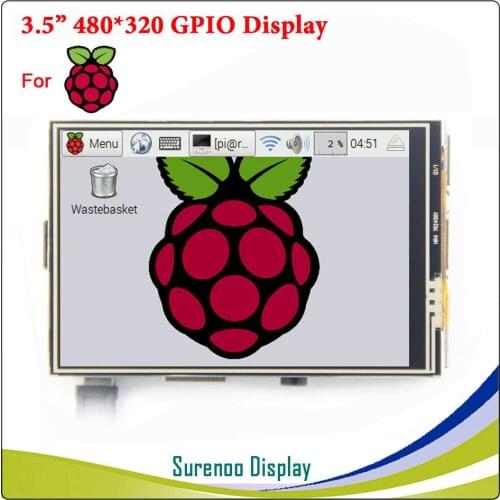 3.5" inch 480*320 / 3.2" inch 320*240 TFT LCD Module Screen Display with GPIO Resistive Touch Panel for Raspberry Pi