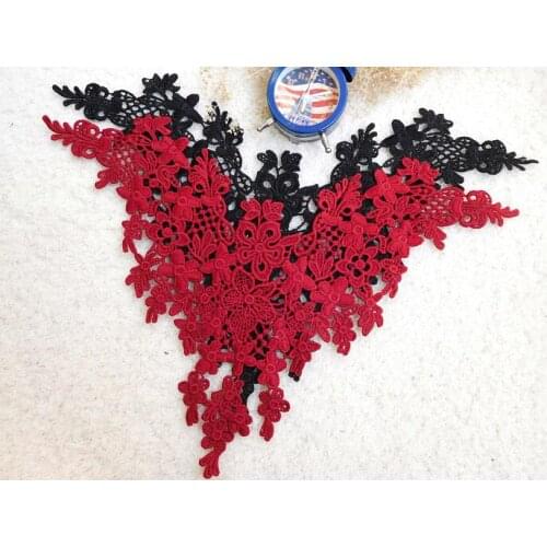 1 Piece 33.5*22cm Black Red Lace Neckline Collar Applique Motif Patches Scrapbooking Sewing Accessories