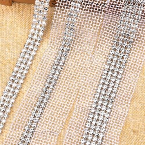 2 Yard Bling Bling Diamond Mesh Wrap Ribbon Silver Rhinestone Tape Tulle Claw Crystal Ribbon Wedding Decoration Diy Accessories
