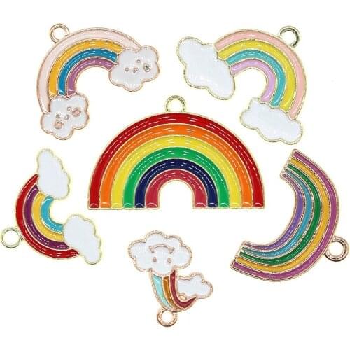 10pcs/lot Unique Enamel Cute Rainbow Collection Charms Pendant For Earrings Necklace Bracelet DIY Jewelry Making Findings XL1052