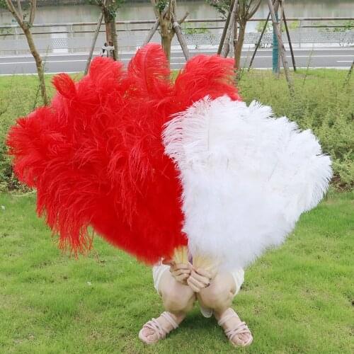 13 Shares Thick Rod Ostrich Feathers Fan Handheld Plumes Fan Dancer Party Performance Ornament Stage Props Crafts Feather