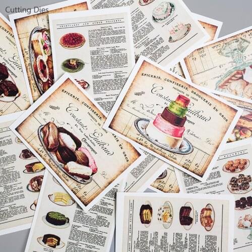 16Sheets/lot Cake Dessert Printed Paper Stickers Background Stationery Paper Card Making DIY Paper Craft