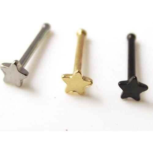 2Piece 20Gx8x3mm free shipping nostril Star nose stud Rings Stars nose ring Tragus Helix Earrings Studs body piercing jewelry