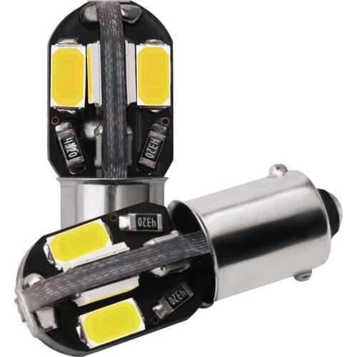 2PCS BA9S T4W T11 LED Bulbs Canbus 5630 8 SMD No Error Interior Reading Lights Car Parking Light License Plate Bulbs Warm White