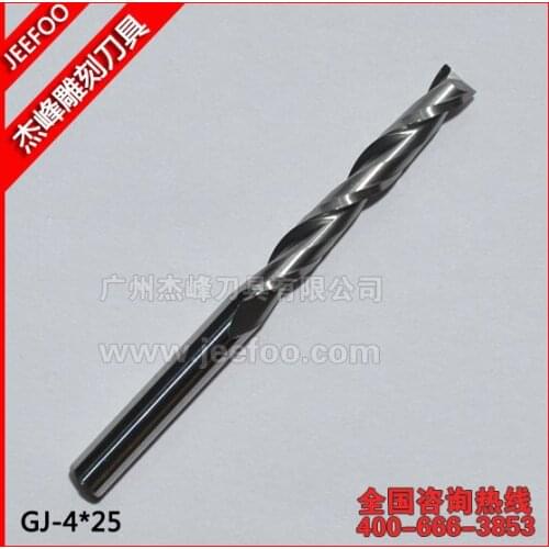 4*25mm Two Flutes Carbide Mill Spiral Cutter Wood CNC Router Bits Cutting Tools for Acrylic, PVC, MDF