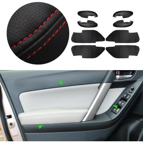 4pcs Car Microfiber Leather Interior Door Armrest Panel Cover Trim For Subaru Forester 2013 2014 2015 2016 2017 2018