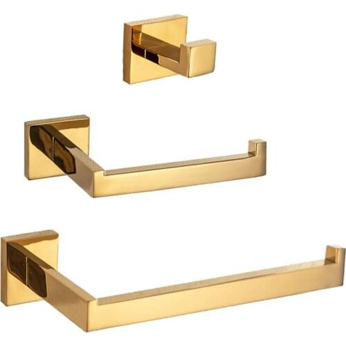 Stainless Steel Towel Bar 4 Pcs Gold Bathroom Haredware Set Wall-mounted Towel Ring,Toilet Paper Holder Roll Holder Polished