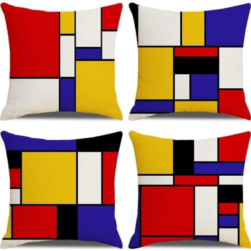 45x45cm Modern Geometric Decorative Throw Pillow Cases Cushion Covers For Sofa Seat Chair Car Gray Yellow Color Pillow Case