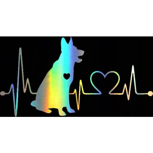Car Sticker 3D 18*9.5cm German Shepherd Heartbeat Lifeline Cartoon Sticker On Car Vinyl Stickers and Decals Funny Car Styling