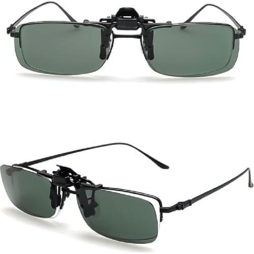Car and motorcycle clip-on polarized day and night vision flip lens driving glasses anti-glare UV sunglasses goggles accessories