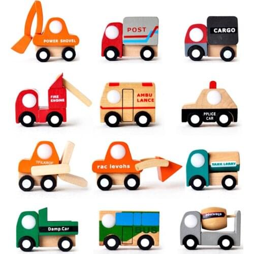 One Piece Kids Mini Vehicles Toy Multi-pattern Creative Wooden Car Model Baby Kids Educational Christmas Gift Toy Random