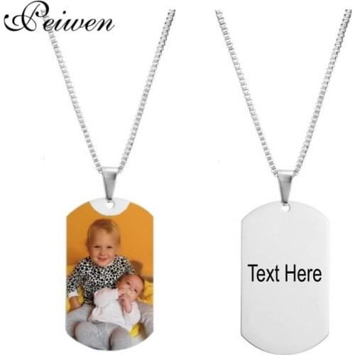 Custom Photo Necklace For Men Women Stainless Steel Box Chain Personalized Custom Nameplate Necklaces Lettering Choker Necklace
