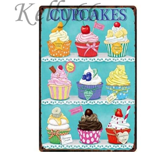 [ Kelly66 ] Metal Tin Sign CUPCAKES Tin Poster Home Decor Bar Antique Wall Art Painting 20*30 CM Size y-1326