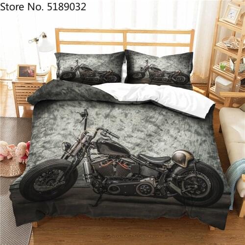 Cool Motor Bedding Sets Retro Black Gray Duvet Cover Set Boys Winter Home Quilt Cover Full Queen Single Double Size Bedspread
