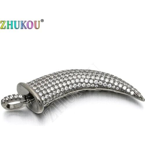 12*33mm Ivory Brass Cubic Zirconia Charms Pendants for DIY Jewelry Findings Accessories, Hole: 3mm, Model: VD58