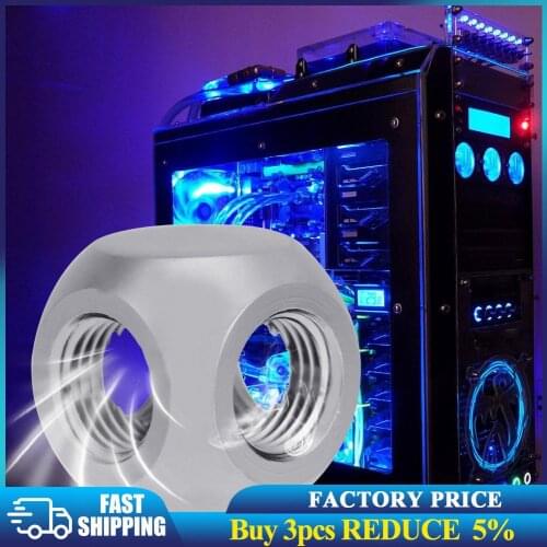 Brass G1/4 Inner Thread 4 Way Water Tube Connector Splitter Tee Fittings Ball Shaped Adapter for PC Water Cooling