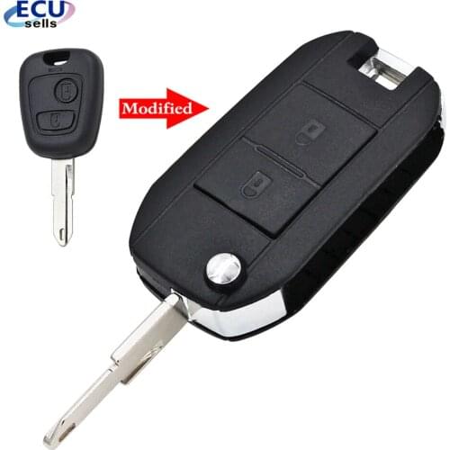Modified Flip Folding Car Key Fob Shell For Peugeot 206 207 Remote 2 Button Key Case