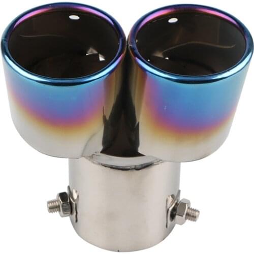 Slant Car Exhaust Tip Universal Auto Muffler Burnt Blue Stainless Steel Silencer for Caring Personal Cars Accessories
