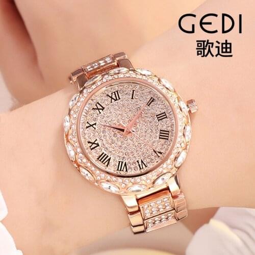 New Good-Looking Bling Diamond Set Womens Watch Rose Gold Fashion Elegant Hand Watch Waterproof Gift Watch