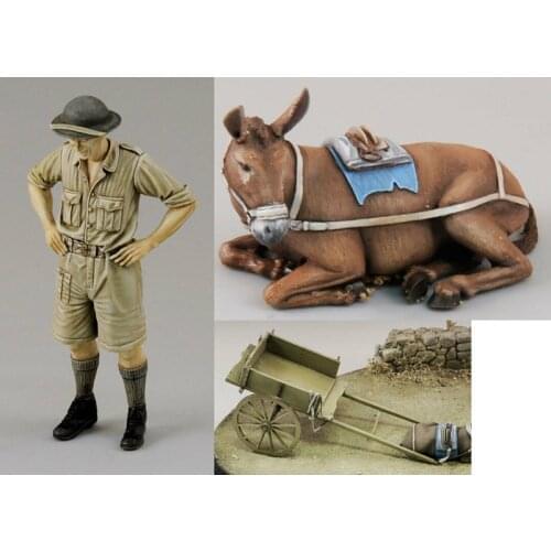 New Unassembled 1/35 ancient man & Lazy Donkey with Accessory Resin Figure Unpainted Model Kit