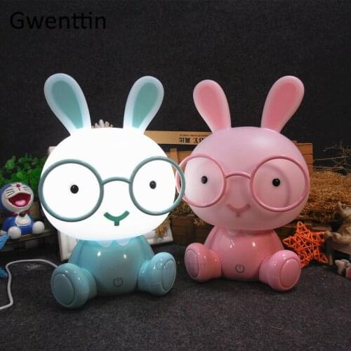 Glasses Rabbit Lamp Led 3-level Dimming Baby Night Light for Children Birthday Gift Cute Luminaria USB Cartoon Animal Home Decor