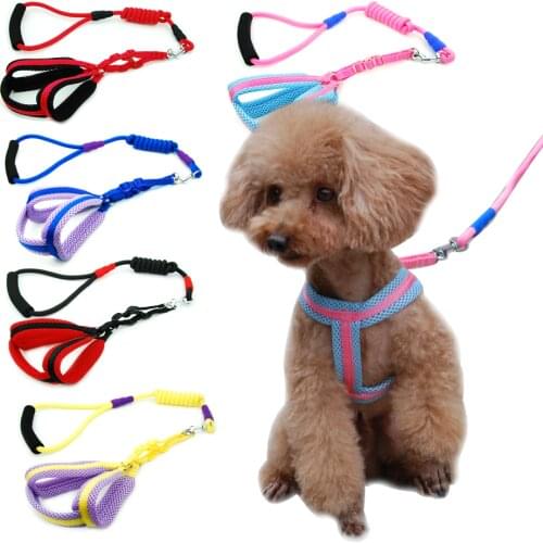 Dog Cat Adjustable Harness Rope Traction Leash Breathable Mesh Harness Running Walk Padded Strap Rope Lead for Small Large Dogs