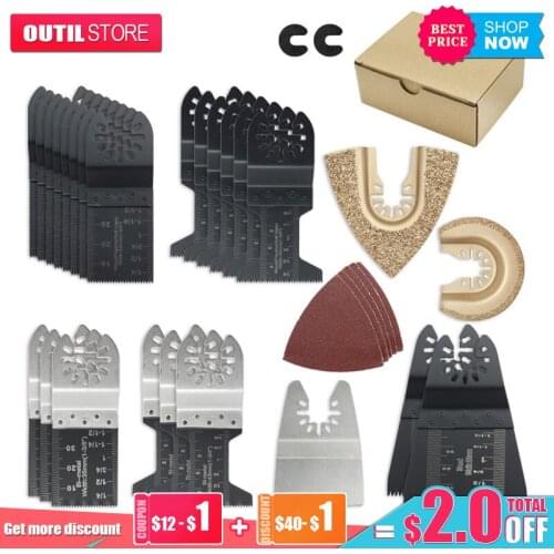 Realmote 32pcs Oscillating High Carbon Steel Saw Blades Set Bi-metal Precision Multitool Electrical Tool Accessories