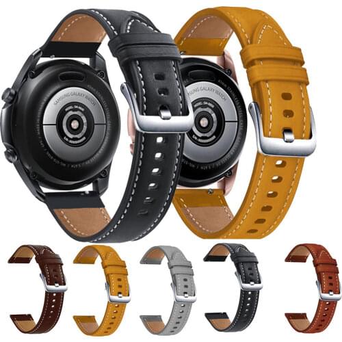 22MM Genuine Leather Watchband strap For Samsung Galaxy Watch 3 45mm original Smart Wristband Bracelet For Huawei Watch GT2 46mm
