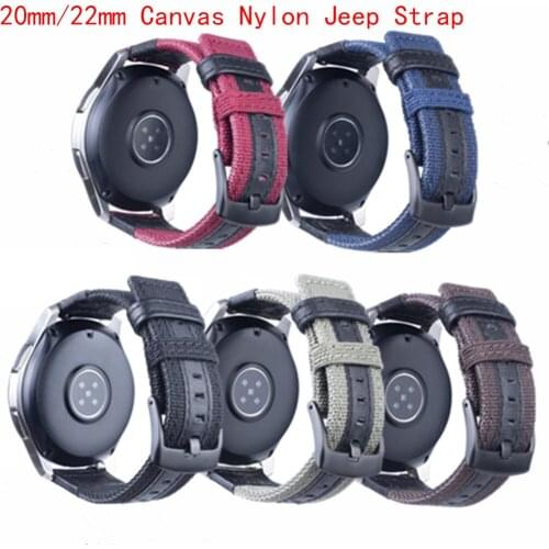 Canvas Nylon Jeep Strap for Samsung Gear Sport S2/S3 Galaxy Watch 42mm46mm 20mm 22mm wristband for Huami Amazfit Bip Pebble Time