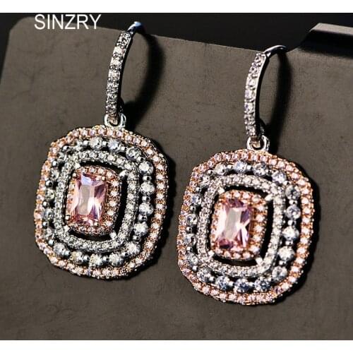Sinzry Luxury jewelry accessory cubic zirconia flash crystal hollow vintage party earrings trendy lady CZ drop earrings