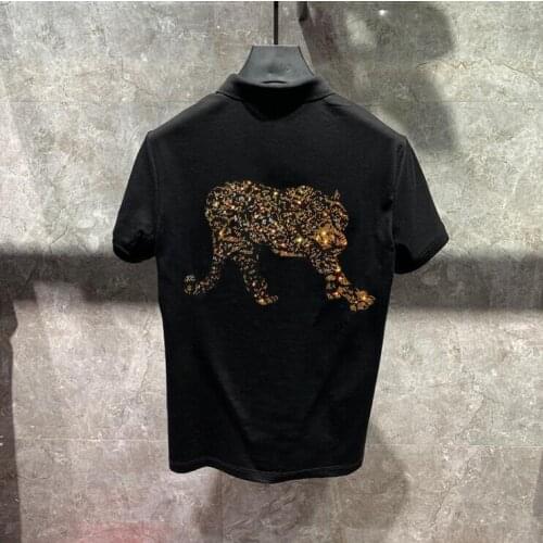 Male polo shirt Short Sleeve Breathable polo shirt Brand clothing New Hot drill Men Polo Shirt Men Business & Casual Diamond