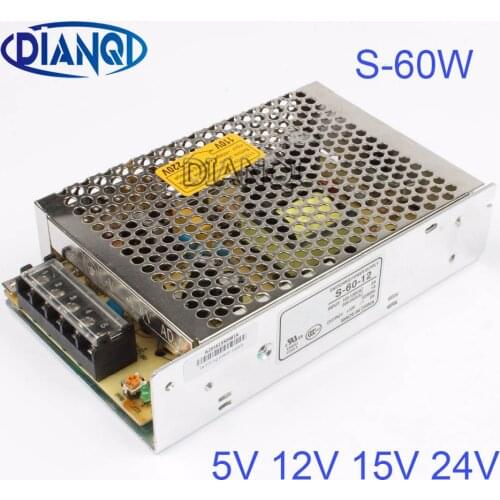 S-60-12 power suply 60w 12V 5A ac to dc 5V 24V 15Vpower supply unit ac dc converter switch adjustable output voltage