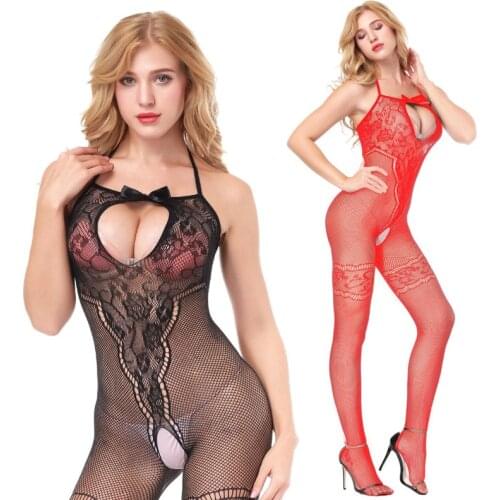 Candiway Sexy heart bodystocking bodysuit lingerie Netting temptation perspective babydoll Mesh erotic costume Nightwear Clothes