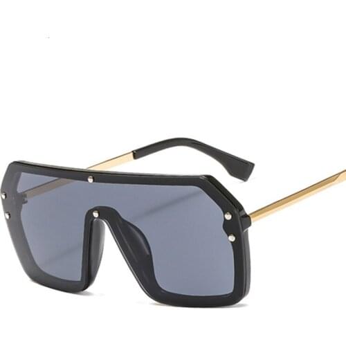 Vintage Oversized Sunglasses Women Luxury Brand Designer Big Frame Sun Glasses Female Male One-piece Black Fashion Oculos De Sol