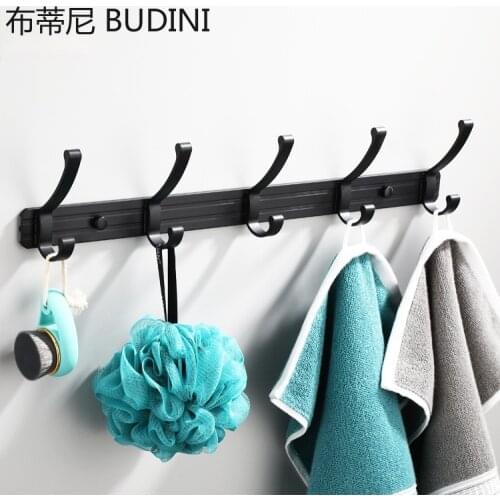 Punch Space Aluminum Kitchen Wall Hooks Bathroom Accessories Clothes Coat Hook Towel Hanger Door Bathroom Hardware Multifunction