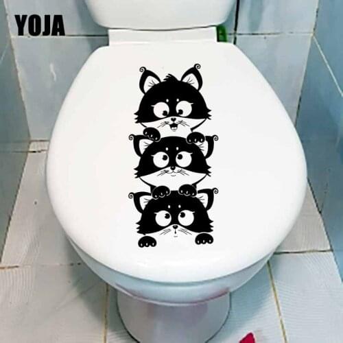 YOJA 11.7X23.3CM Lovely Cat Kitten Pet Animal For Kids Room Home Wall Stickers WC Toilet Decal T5-0112