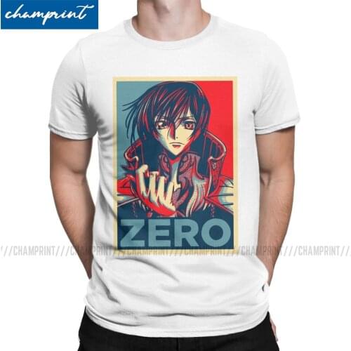 Funny Zero Hope T-Shirts Men T Shirt Code Geass Lelouch of the Rebellion Anime Short Sleeve Tees Graphic Printed Clothing