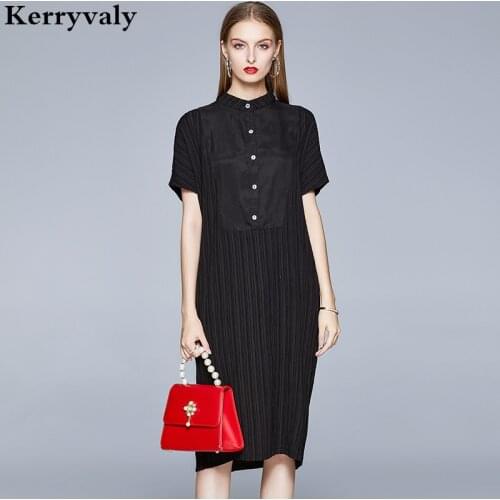 Female Summer Copper Ammonia Black Dress Zomerjurk Dames 2021 Short Sleeve Loose Artistic Bodycon Dress Sukienki Letnie K396