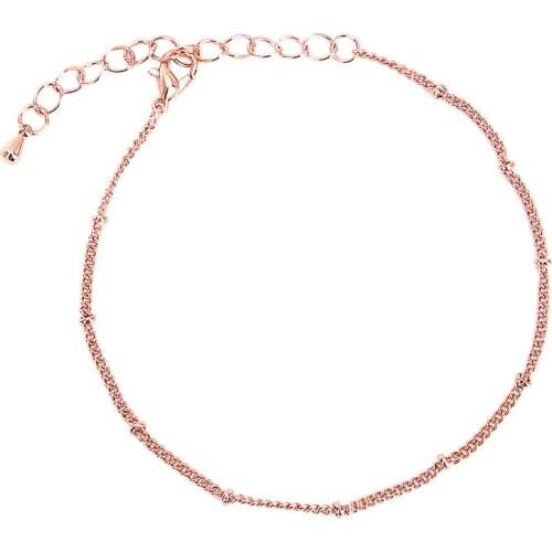 5MM Rose Gold Bean Chain Bead Bracelet Women Fashion Gift For Birthday Present Holiday