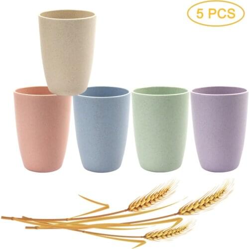 5PCS/Pack Eco-friendly Creative Wheat Thick Circular Water Cups Toothbrush Holder PP Cup Rinsing Cup Wash Tooth Mug Bathroom Set