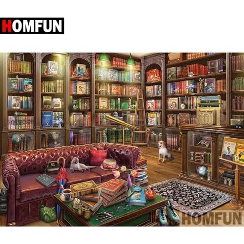 HOMFUN 5D DIY Diamond Painting Full Square/Round Drill "Study scenery" Embroidery Cross Stitch gift Home Decor Gift A08418