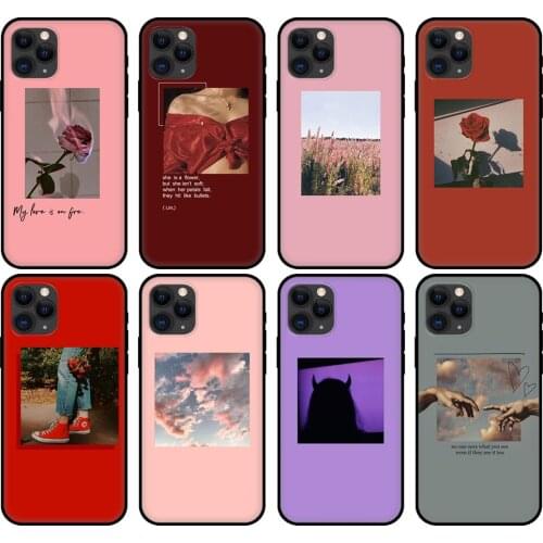 Black tpu case for iphone 5 5s se 6 6s 7 8 plus x 10 cover for iphone XR XS 11 pro MAX case pink red Aesthetics songs lyrics