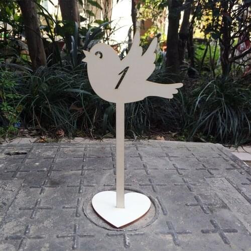 Wooden Love Bird Table Number 1-10/11-20 Stands Freestanding Craft for Beach Wedding Party Baby Shower Bridal Decor